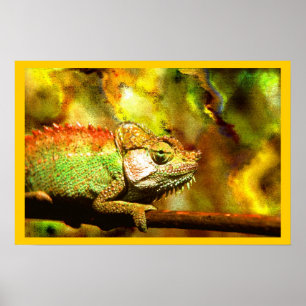 Colourful Panther Chameleon Digital Aft Poster