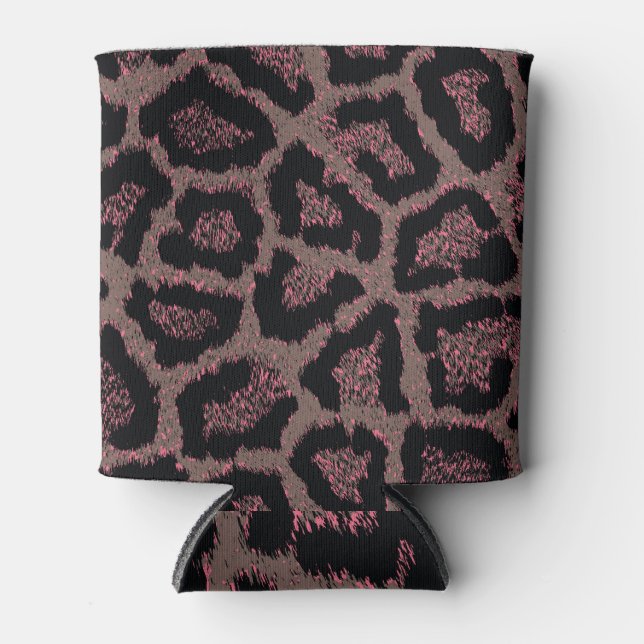 Colourful Panther Textures Seamless Pattern Can Cooler (Front)