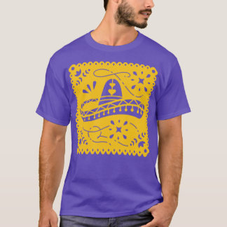 Colourful Papel Picado Banner with Sombrero T-Shirt