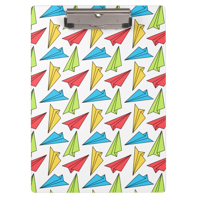 Colourful Paper Aeroplanes Pattern Clipboard (Front)