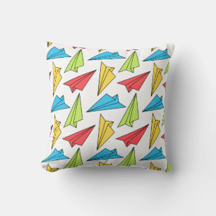 Colourful Paper Aeroplanes Pattern Cushion