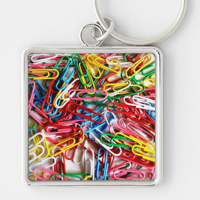Colourful Paper Clips Office Supply Gifts Key Ring (Front)