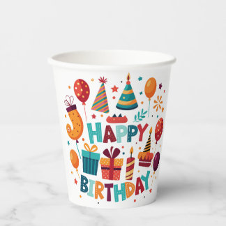 Colourful Paper Cups for Birthday Fun