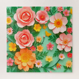 Colourful Paper Flower Arrangement Jigsaw Puzzle