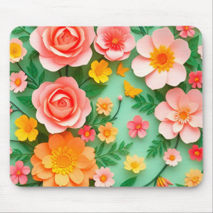 Colourful Paper Flower Arrangement Mouse Pad