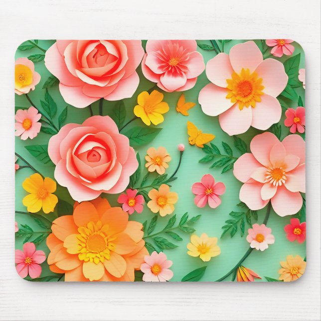 Colourful Paper Flower Arrangement Mouse Pad (Front)