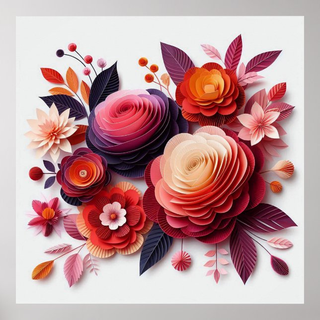 Colourful Paper Flowers Poster (Front)