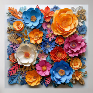 Colourful Paper Flowers Poster