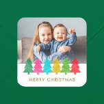 Colourful Paper Trees Christmas Photo Sticker<br><div class="desc">These fun,  colourful Christmas stickers feature a photo template and overlapping tissue paper Christmas trees overlayed on the photo. Great for use as envelope seals,  gift tags,  and more!</div>