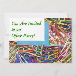 Colourful Paperclips Office Party Invitation