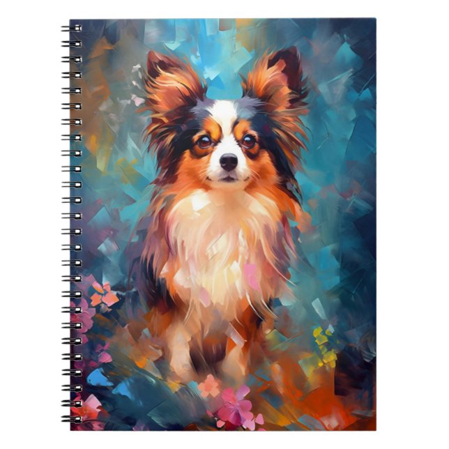 Colourful Papillon dog Notebook (Front)