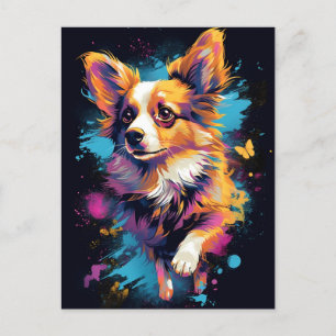Colourful Papillon dog Postcard