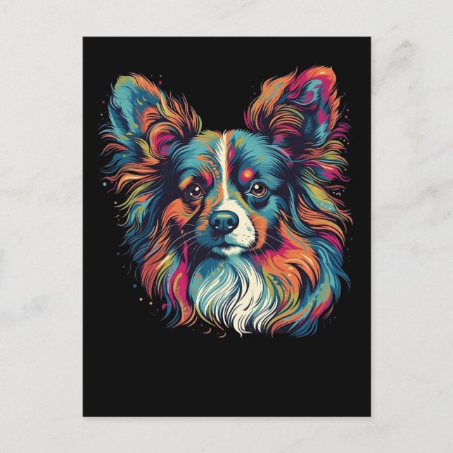 Colourful Papillon dog Postcard (Front)