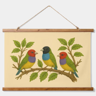 Colourful paradise birds hanging tapestry