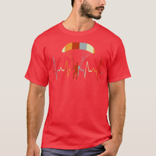 Colourful Paraglider Heartbeat Gift Paragliding T-Shirt