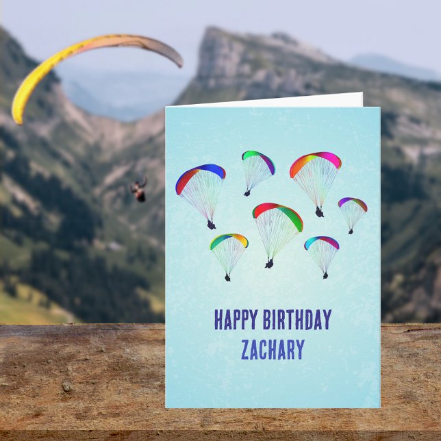 Colourful Paraglider Wings - Parachute on blue Mal Card (Creator Uploaded)
