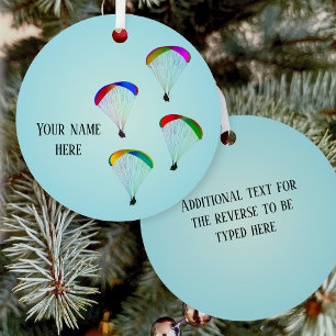 Colourful Paragliders against sky - personalise Metal Tree Decoration