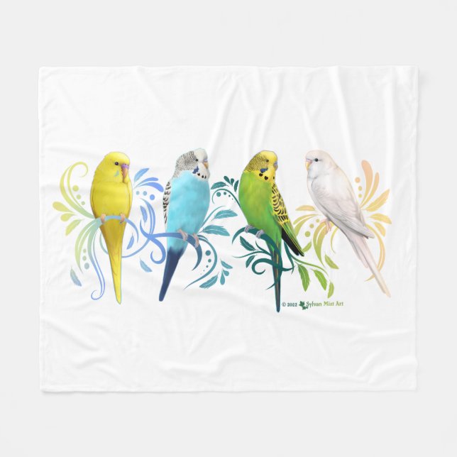 Colourful Parakeets Fleece Blanket (Front (Horizontal))