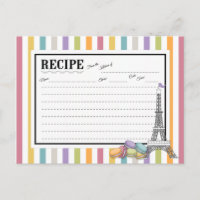 Colourful Paris Macarons Eiffel Tower Recipe Card