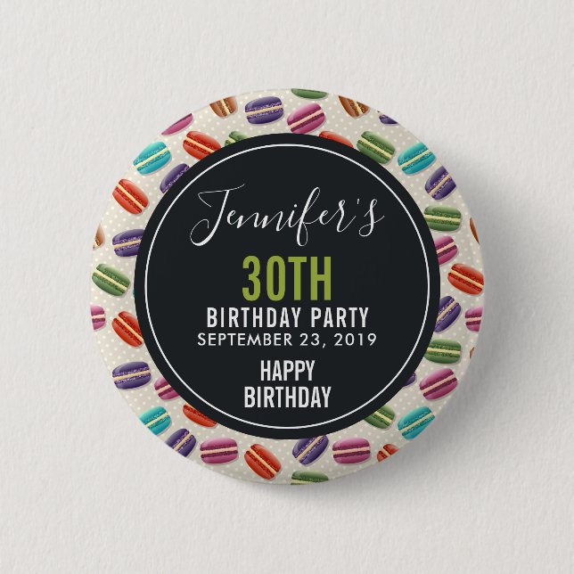 Colourful Parisian Macarons Pattern Birthday 6 Cm Round Badge (Front)