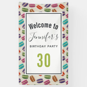 Colourful Parisian Macarons Pattern Birthday Banner