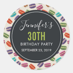 Colourful Parisian Macarons Pattern Birthday Classic Round Sticker