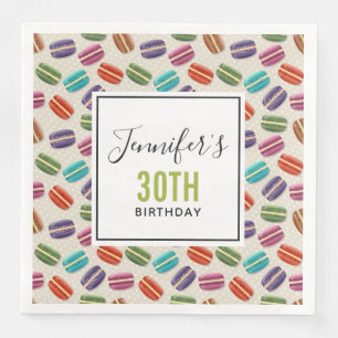 Colourful Parisian Macarons Pattern Birthday Napkin