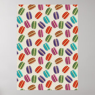 Colourful Parisian Macarons Pattern Poster