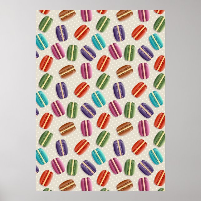 Colourful Parisian Macarons Pattern Poster (Front)