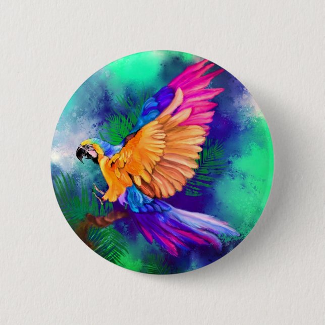 Colourful Parrot Button Painting (Front)
