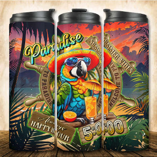 Colourful Parrot Chill Drink Paradise Happy Hour Thermal Tumbler