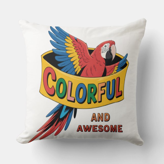Colourful Parrot  Cushion (Front)