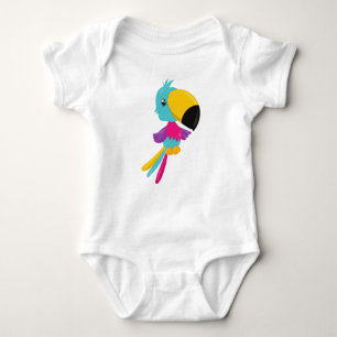 Colourful Parrot, Cute Parrot, Tropical Parrot Baby Bodysuit