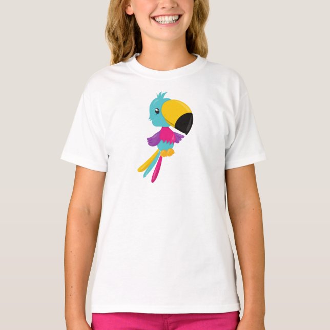 Colourful Parrot, Cute Parrot, Tropical Parrot  T-Shirt (Front)