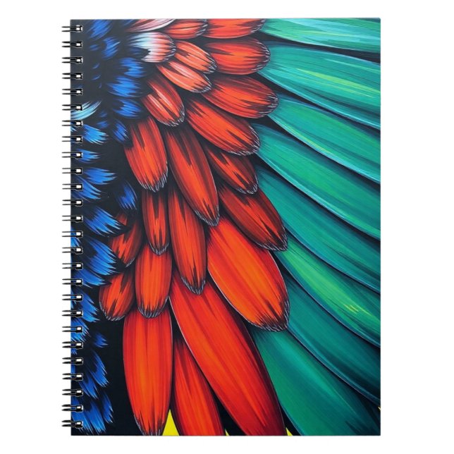Colourful Parrot Feathers Notebook (Front)