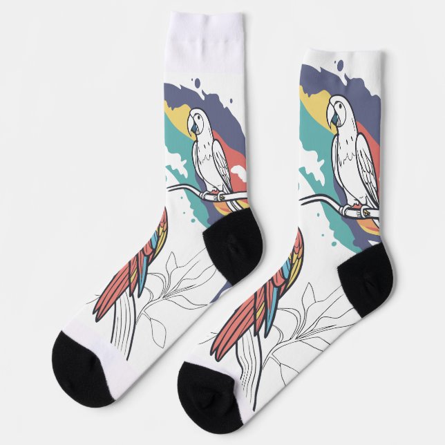 Colourful Parrot Graphic Socks (Left)