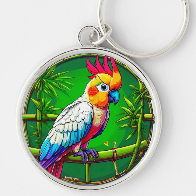 Colourful parrot key ring (Front)