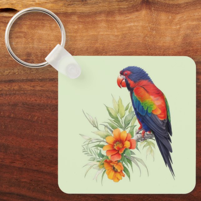 Colourful Parrot Key Ring (Front)