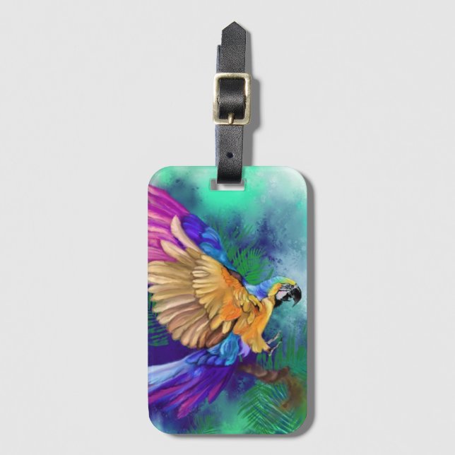 Colourful Parrot Luggage Tag (Front Vertical)