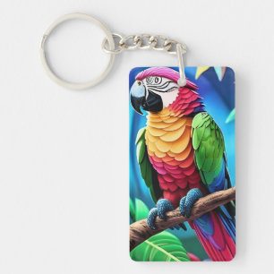 Colourful Parrot Macaw Bird Key Ring