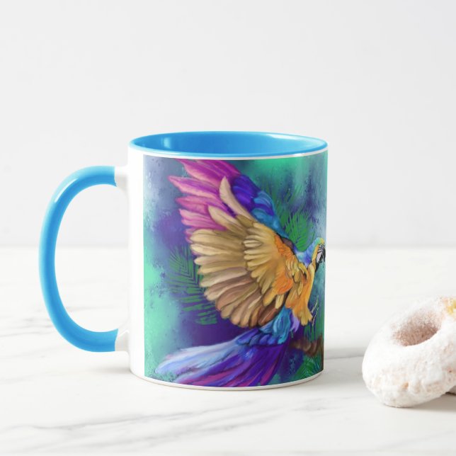 Colourful Parrot Mug (With Donut)