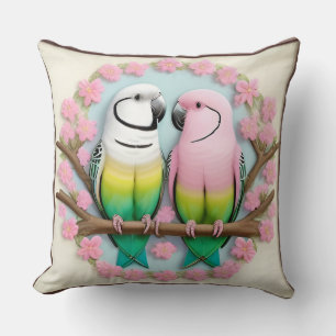 Colourful Parrot Pair Gift Design Feminine Tropica Cushion