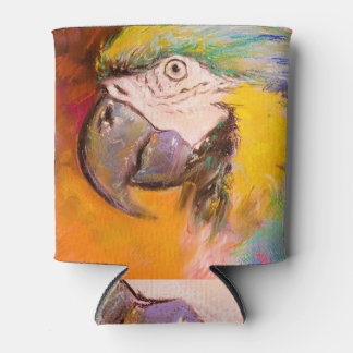 Colourful Parrot Pastel Painting Can Cooler
