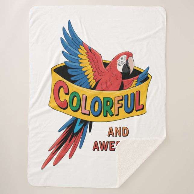 Colourful Parrot  Sherpa Blanket (Front)