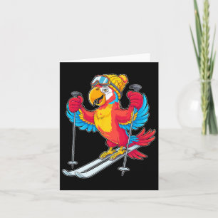 Colourful Parrot Skiing Adventure Winter Fun Card