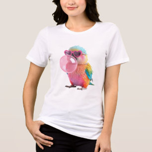 Colourful Parrot T-Shirt Cute Bubblegum Bird Tri-Blend Shirt