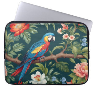Colourful Parrot Tropical Jungle Leaves Laptop Sleeve