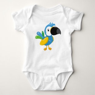 Colourful Parrot, Tropical Parrot, Cute Parrot Baby Bodysuit