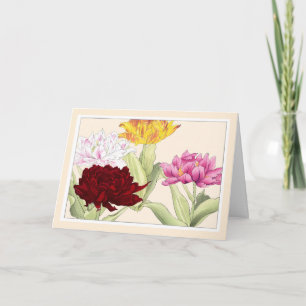 Colourful Parrot Tulips, Botanical Art Card