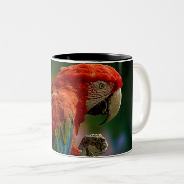 Colourful Parrot Two-Tone Coffee Mug (Front Right)